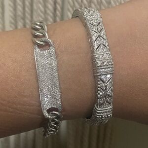 18k white gold Judith Ripka diamond bangle cuff bracelet